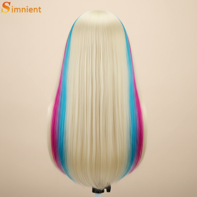 Simnient 70cm Colourful Synthetic Hair For Dolls Tress Mannequin Head For Hairstyles Hairdressing Braiding Training Dummy Doll - gallery 1