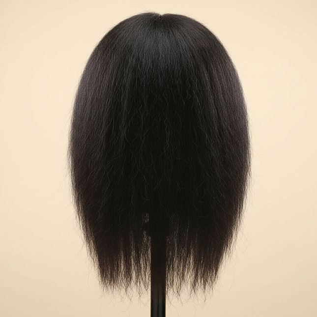 African Mannequin Head 100%Real Hair Hairdresser Training Head With Tripod Manikin Cosmetology Doll Head For Braiding Styling - gallery 1