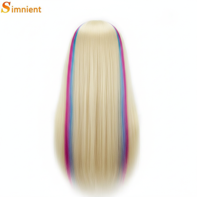 Simnient 70cm Colourful Synthetic Hair For Dolls Tress Mannequin Head For Hairstyles Hairdressing Braiding Training Dummy Doll - gallery 1