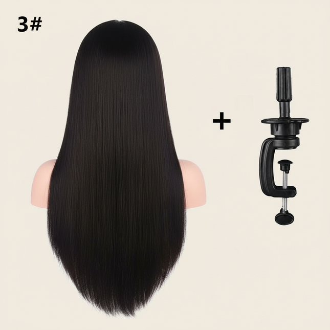 Mannequin Head 100% Synthetic Hair Hairdresser Training Head  Manikin Cosmetology Doll Head For Braiding Styling - gallery 1