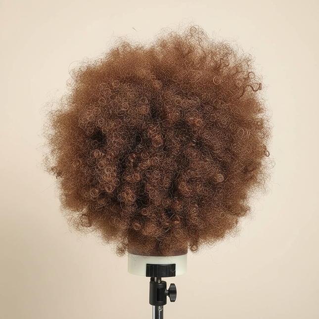 Afro Mannequin Head with 100% Human Hair 10" Golden, Cosmetology Training Head for Braiding, Styling, Dyeing, and Cutting - gallery 1