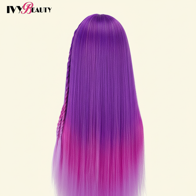 Hairdressing Doll Mannequin Head With Long Synthetic Fiber Hair 70Cm For Hairstyles Colorful Brading Dummy Doll Training Head - gallery 1