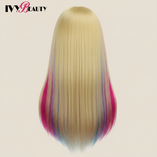 Cosmetology Mannequin Doll Head With Rainbow Color Hair For Braiding Hair Styling Training Hairart Hairdressing Salon Display - gallery 1