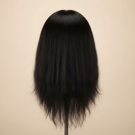 100% Real Hair Mannequin Head With Clamp Stand Fluffy Yaki Hair Mannequin Head Training Doll For Hairstylist Practice Styling - gallery 1