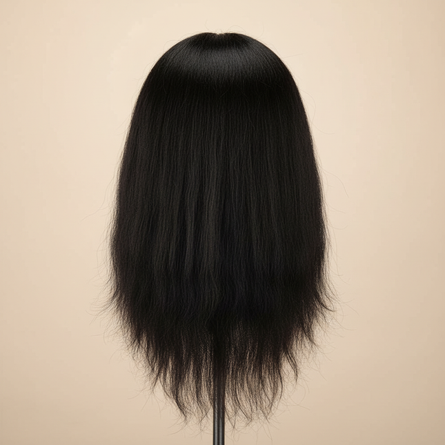 100% Real Hair Mannequin Head With Clamp Stand Fluffy Yaki Hair Mannequin Head Training Doll For Hairstylist Practice Styling - gallery 1