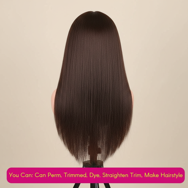 New Female Mannequin Training Doll Head With 70% Real Hair For Hairsyles Hairdressing Cosmetology Dolls Head With Stand Tripod - gallery 1
