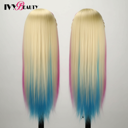 Hairdressing Doll Mannequin Head With Long Synthetic Fiber Hair 70Cm For Hairstyles Colorful Brading Dummy Doll Training Head - gallery 1