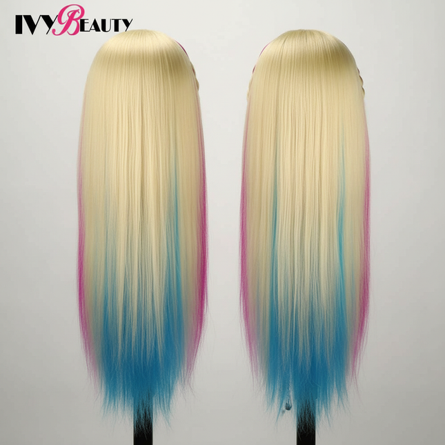 Hairdressing Doll Mannequin Head With Long Synthetic Fiber Hair 70Cm For Hairstyles Colorful Brading Dummy Doll Training Head - gallery 1