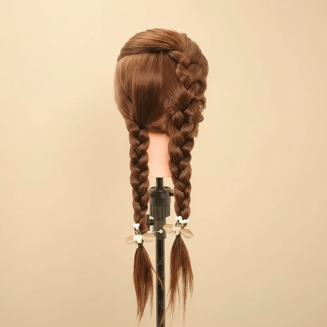 Tête À Coiffer Longs Cheveux Châtains Synthétiques