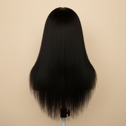 100% Human Hair Mannequin Head Natural Black Color Practice Training Model For Hairdresser Professional Can Be Ironed MUXI IDO - gallery 1