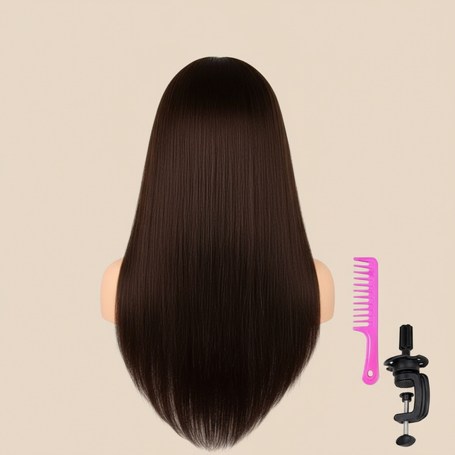 85%Real Human Hair Hairdresser Practice Mannequin Training Head Cosmetology Makeup On Long Hair Manikin Doll Head With Tools - gallery 1
