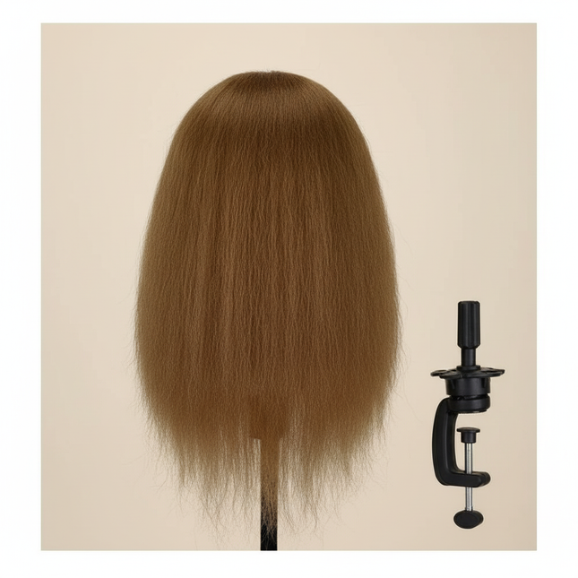 100% Real Hair Mannequin Head With Clamp Stand Fluffy Yaki Hair Mannequin Head Training Doll For Hairstylist Practice Styling - gallery 1