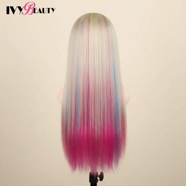 Cosmetology Mannequin Doll Head With Rainbow Color Hair For Braiding Hair Styling Training Hairart Hairdressing Salon Display - gallery 1