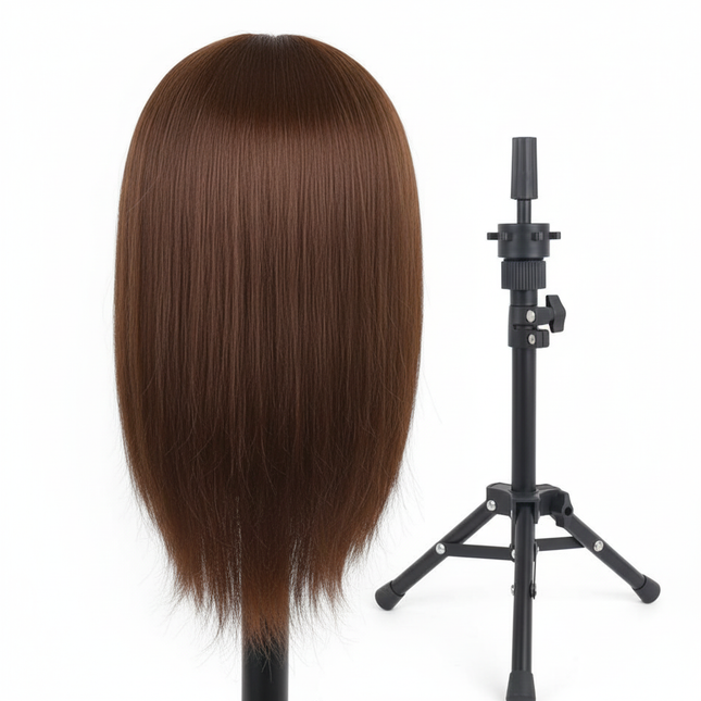 100% Human Hair Male Mannequin Head With Hair Beard Practice Manikin Hairdresser Cosmetology Training Doll Head For Hair Styling - gallery 1