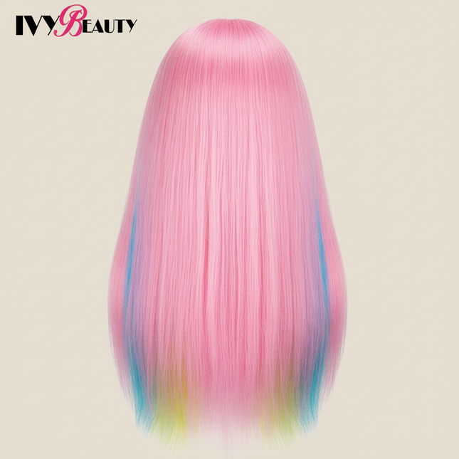 Cosmetology Mannequin Doll Head With Rainbow Color Hair For Braiding Hair Styling Training Hairart Hairdressing Salon Display - gallery 1