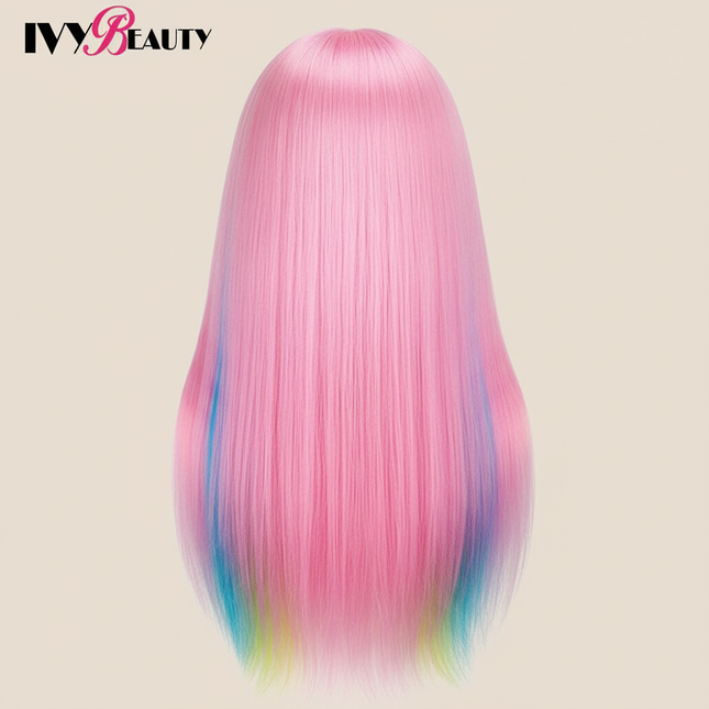 Hairdressing Doll Mannequin Head With Long Synthetic Fiber Hair 70Cm For Hairstyles Colorful Brading Dummy Doll Training Head - gallery 1