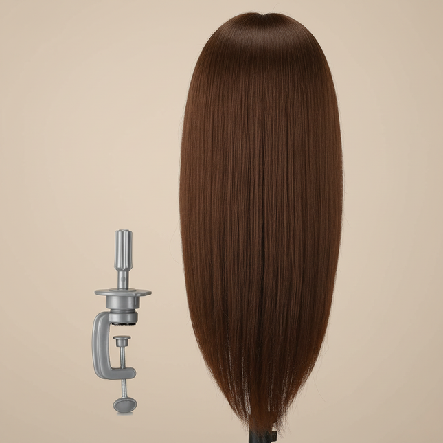 Mannequin Head With 80% Real Hair 26inch Training Practice Hairstyle Doll Hairdressing Hairstyles Styling Curling Cutting Brown - gallery 1