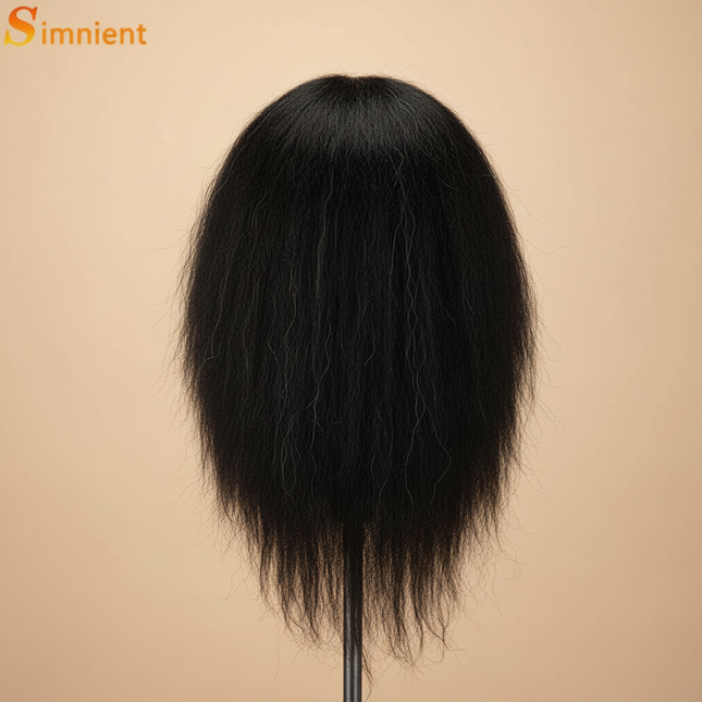 African Mannequin Head 100%Real Hair Hairdresser Training Head With Tripod  Manikin Cosmetology Doll Head For Braiding Styling - gallery 1