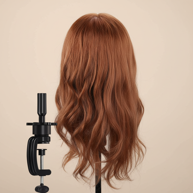 18" Mannequin Head 90% Real Hair Cosmetology Manikin Head Hairs Styling Hairdressing Practice Training Doll Heads with Holder - gallery 1