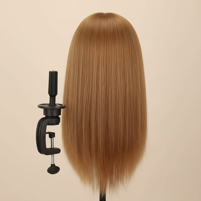 100% Human Hair Mannequin Head for Cosmetology Styling Training Practice Can Be Curled Straighten Professional Mannequin Head - gallery 1