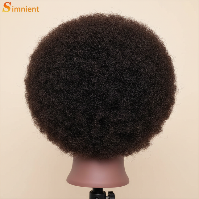 8 inch Afro Mannequin Head 100% Real Hair Traininghead Styling Head Braid Hair Dolls Head for Practicing Cornrows and Braids - gallery 1