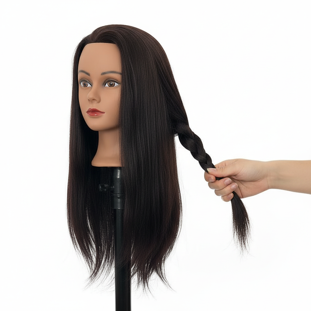 Mannequin Head 22inches 100% Synthetic Hair Traininghead Styling Head Braid Hair Dolls Head for Practicing Cornrows and Braids - gallery 2