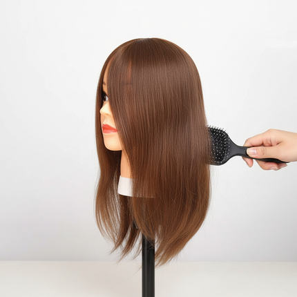 Short Black Human Hair Training Head for Professional Hairstyling Salon Hairdressing Mannequin Doll for Perm Bleaching Cutting - gallery 2
