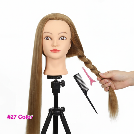 Long Synthetic Fiber Hair Mannequin Head With Free Clamp Stand Hairdresser Training Manikin Cosmetology Doll Head For DIY Braid - gallery 2