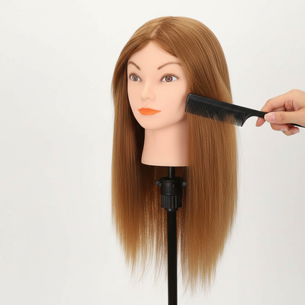100% Human Hair Mannequin Head for Cosmetology Styling Training Practice Can Be Curled Straighten Professional Mannequin Head - gallery 2