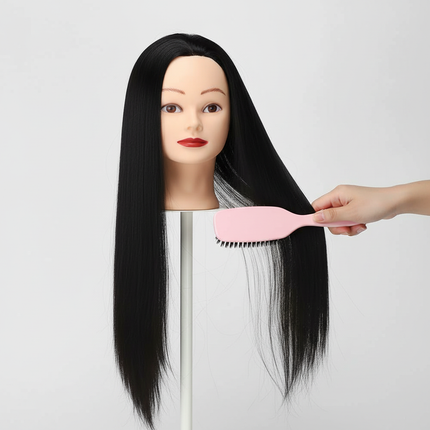 New Mannequin Head With Synthetic Hair 24'' Styling Makeup Training Head Manikin Cosmetology Hairdressing Dolls Head With Stand - gallery 2