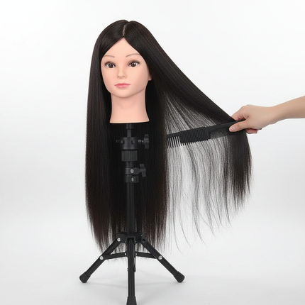 New Female Mannequin Training Doll Head With 70% Real Hair For Hairsyles Hairdressing Cosmetology Dolls Head With Stand Tripod - gallery 2