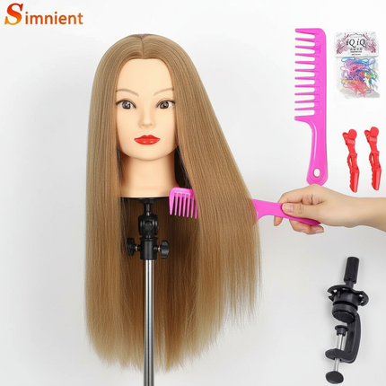 100% Real Human Hair Doll Head For Hairstyle Professional Training Head Kit Mannequin Head Styling To Practice Hot Curl Iron St - gallery 2