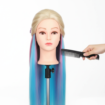 long Synthetic hair Mannequin Head With Adjustable Wig Tripod Stand Holder Model With Manikin Head Styling Hairdresser Training - gallery 2
