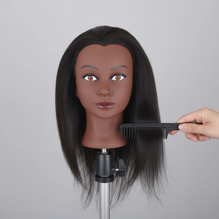 Afro Mannequin Heads With 100% Real Hair With Adjustable Tripod Hairdressing Dolls Training Head For Practice Styling Braiding - gallery 2