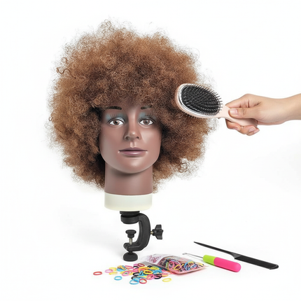 Afro Mannequin Head with 100% Human Hair 10" Golden, Cosmetology Training Head for Braiding, Styling, Dyeing, and Cutting - gallery 2