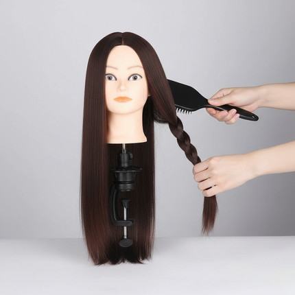 Mannequin Head 100% Synthetic Hair Hairdresser Training Head  Manikin Cosmetology Doll Head For Braiding Styling - gallery 2