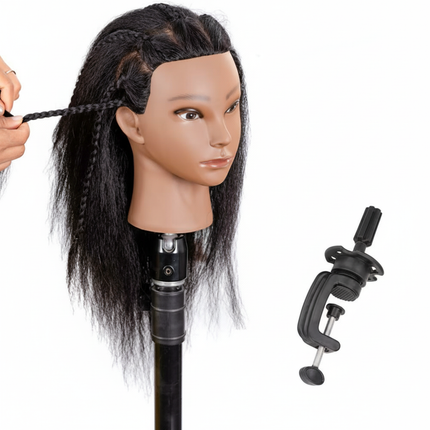 14inches African Mannequin Head With Real Hair Afro Heads Professional Styling Braiding Training Hairart Barber Hairdressing - gallery 2