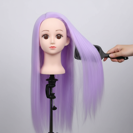 Realistic Female Doll Head Height 19Cm Small Mannequin Head With Makeup For Beginners To Practice Hair Styling With Wig Stand - gallery 2