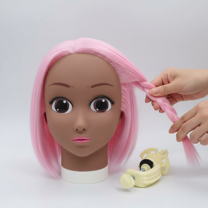 24inch Colorful Mannequin Head Model with Long Synthetic Hair Extensions Brown Training Styling Head Mannequin with stand gift - gallery 2