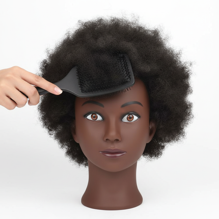 Afro Mannequin Head 8inches 100% Human Hair Traininghead Styling Head Braid Hair Dolls Head for Practicing Cornrows and Braids - gallery 2