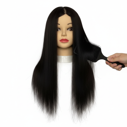 100% Human Hair Mannequin Head Natural Black Color Practice Training Model For Hairdresser Professional Can Be Ironed MUXI IDO - gallery 2
