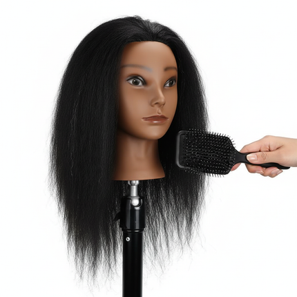 Women African Mannequin Head With Real Hair For Styling Braiding Professional Afro Training Hairdressing Hairart Wigs Head Stand - gallery 2
