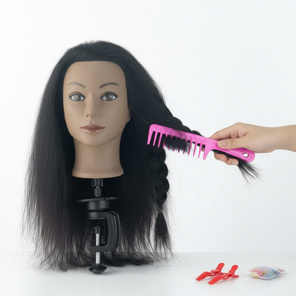 18 Inch Headdoll Mannequin Head 100% Real Human Hair for Cosmetology Manikin Doll Head Hairdresser Hairstylist Training Practice - gallery 2