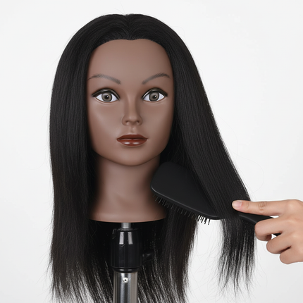 Afro Mannequin Heads With 100% Real Hair With Adjustable Tripod Hairdressing Dolls Training Head For Practice Styling Braiding - gallery 2