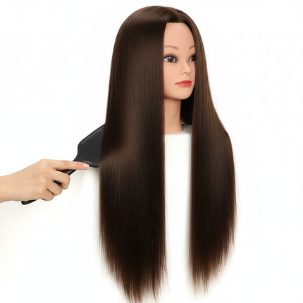 New Mannequin Head With Synthetic Hair 24'' Styling Makeup Training Head Manikin Cosmetology Hairdressing Dolls Head With Stand - gallery 2