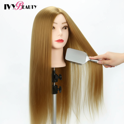 65Cm Hairdressing Mannequin Head With 80% Human Hair Cosmetology Make-Up Practice Training Doll Heads With Clamp Holder And Tool - gallery 2
