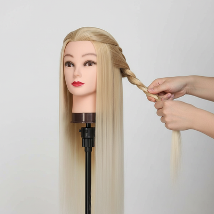 Colorful  28" Mannequin Head Hair Styling Training Braiding Manikin Cosmetology Synthetic Hair For Hairdresser,Free Clamp Hold - gallery 2