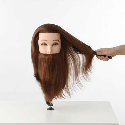 100% Human Hair Male Mannequin Head For Color Bleach Cutting Hairstyle Practice Doll Head for Hair Styling with Clamp - gallery 2