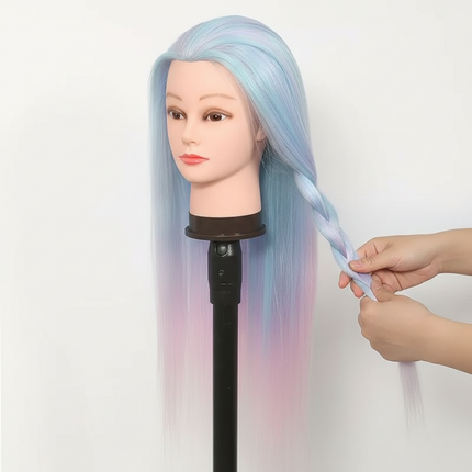 Colorful  28" Mannequin Head Hair Styling Training Braiding Manikin Cosmetology Synthetic Hair For Hairdresser,Free Clamp Hold - gallery 2