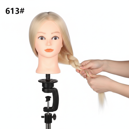 Mannequin Head 100% Synthetic Hair Hairdresser Training Head  Manikin Cosmetology Doll Head For Braiding Styling - gallery 2